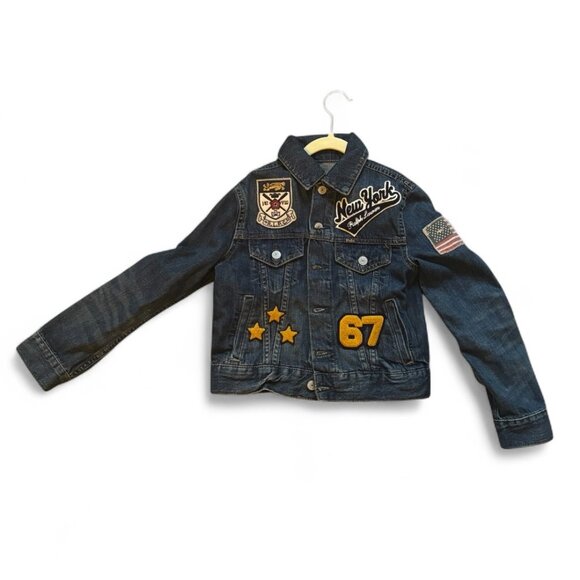 Polo Ralph Lauren Patchwork Denim Trucker Jacket - "New York 67" Size 8 - Picture 2 of 3